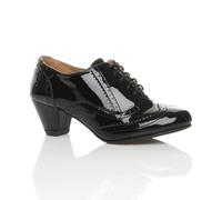 Ajvani Mid Cuban Heel Brogue Ankle Shoe Boots In Black Black