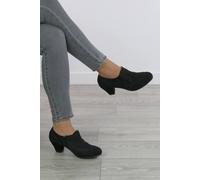 Ajvani Mid Cuban Heel Brogue Buttoned Shoe Boots In True Black True Black
