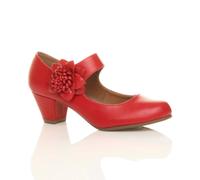 Ajvani Mid Cuban Heel Mary Jane Comfort Court Shoes In Red Red 7