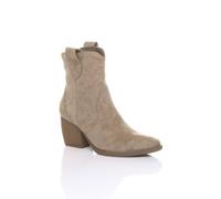 Ajvani Mid Cuban Heel Pointed Toe Western Cowboy Ankle Boots In Khaki Khaki 5