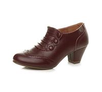 AJVANI mid heel buttons zip brogue ankle shoe boots booties size 6 39