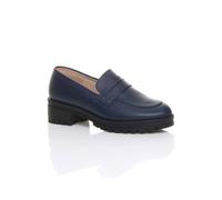 Ajvani Mid Heel Chunky Heeled Penny Loafers In Navy Navy 4