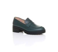 Ajvani Mid Heel Chunky Heeled Penny Loafers In Teal Teal