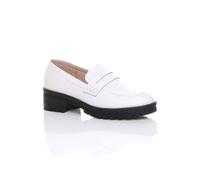 Ajvani Mid Heel Chunky Heeled Penny Loafers In White White