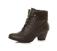 AJVANI mid heel lace up vintage fur cuff pixie ankle boots size 7 40