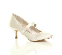 Ajvani Mid Heel Mary Jane Court Shoes In Ivory Ivory