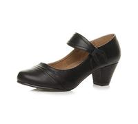 AJVANI mid Heel Mary Jane Strap Smart Work Comfort Court Shoes Size 4 37 Black Matte