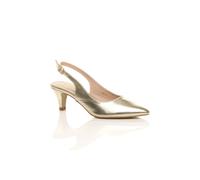 Ajvani Mid Heel Slingback Pointed Toe Court Shoes In Gold Gold