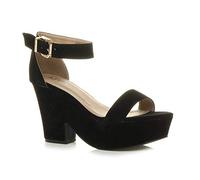 AJVANI mid high block heel ankle strap peep toe shoes sandals size 5 38