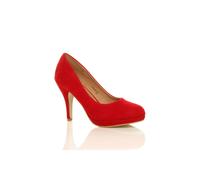 Ajvani Mid High Heel Court Shoes In Red Red