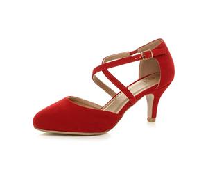AJVANI mid high heel strappy crossover wedding sandals shoes size 8 41