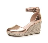 AJVANI mid wedge heel buckle up ankle strap espadrille sandals size 7 40