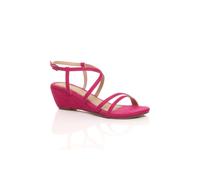 Ajvani Mid Wedge Heel Crossed Straps Sandals In Fuchsia Fuchsia