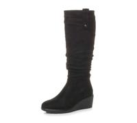 Ajvani Mid Wedge Heel Slouch Knee High Calf Boots In True Black True Black