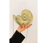 Ajvani Mirror Shell Snail Conch Shape Evening Prom Party Clutch Handbag Bag In Gold Gold