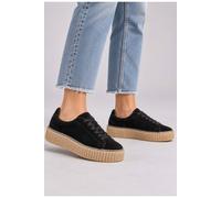Ajvani Platform Flatform Wedge Lace Up Trainers Creepers In Black Black