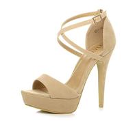 AJVANI platform high heel peeptoe cross over strappy shoes size 8 41
