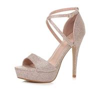 AJVANI platform high heel peeptoe cross over strappy shoes size 8 41