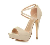 AJVANI platform high heel peeptoe cross over strappy shoes size 8 41