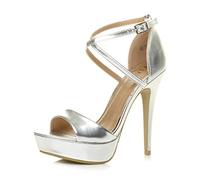 AJVANI platform high heel peeptoe cross over strappy shoes size 8 41