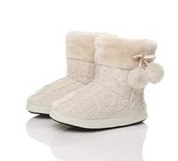 AJVANI pom pom knitted winter soft fluffy slippers indoor ankle boots size 6 39