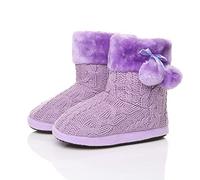 AJVANI pom pom knitted winter soft fluffy slippers indoor ankle boots size 8 41
