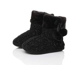 AJVANI pom pom knitted winter soft fluffy slippers indoor ankle boots size 8 41