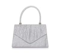 AJVANI Ruched glitter mesh evening clutch bag