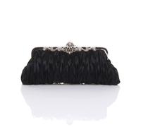 Ajvani Ruched Satin Evening Clutch Bag In Black Black