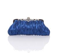 Ajvani Ruched Satin Evening Clutch Bag In Blue Blue