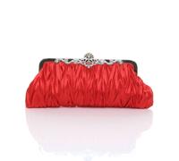 Ajvani Ruched Satin Evening Clutch Bag In Red Red