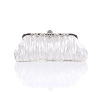 Ajvani Ruched Satin Evening Clutch Bag In White White