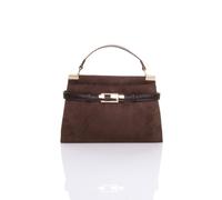 Ajvani Satchel Top Handle Mini Tote Grab Bag In Dark Brown Dark Brown