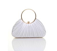 Ajvani Satin Pleated Wedding Bridal Prom Party Clutch Handbag In White White