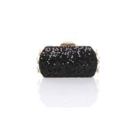 Ajvani Sequin Hard Shell Pearl Evening Party Wedding Clutch Bag In Black Black