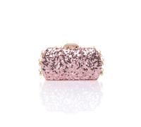 Ajvani Sequin Hard Shell Pearl Evening Party Wedding Clutch Bag In Pink Pink