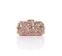 Ajvani Sequin Hard Shell Pearl Evening Party Wedding Clutch Bag In Rose Gold Rose Gold