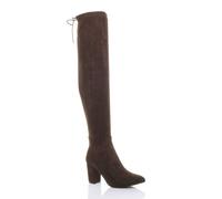 Ajvani Stretchy Sock High Heel Over The Knee Boots In Brown Brown