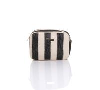 Ajvani Stripy Woven Beach Crossbody Bag In Black Black