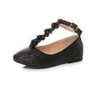 AJVANI T-BAR Glitter Wedding Bridesmaid Shoes Ballerinas Size 35 Black