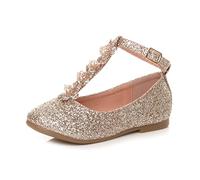 AJVANI T-BAR Glitter Wedding Bridesmaid Shoes Ballerinas Size 36 Rose Gold