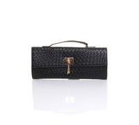 Ajvani Top Handle Party Woven Weave Clutch Bag In Black Black