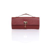 Ajvani Top Handle Party Woven Weave Clutch Bag In Burgundy Burgundy