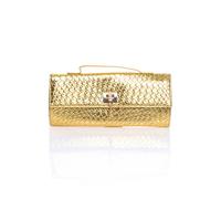 Ajvani Top Handle Party Woven Weave Clutch Bag In Gold Gold