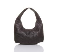 Ajvani Weave Pattern Scoop Shoulder Bag In Brown Brown
