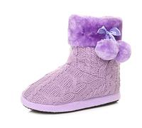 AJVANI winter slipper pom pom faux fur lined knitted ankle boots size 3 36