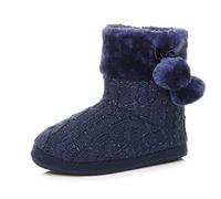 AJVANI winter slipper pom pom faux fur lined knitted ankle boots size 3 36