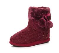 AJVANI winter slipper pom pom faux fur lined knitted ankle boots size 4 37