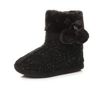 AJVANI winter slipper pom pom faux fur lined knitted ankle boots size 5 38