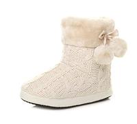 AJVANI winter slipper pom pom faux fur lined knitted ankle boots size 7 40